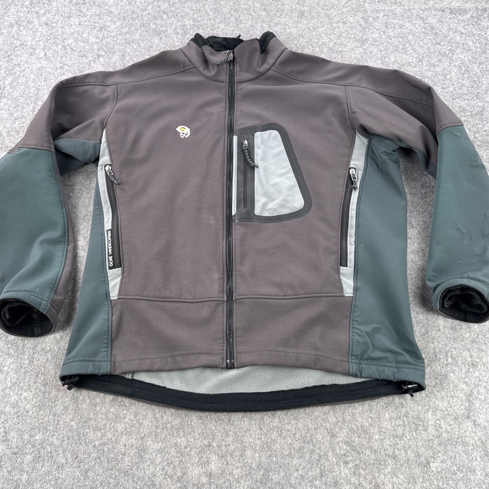 Mountain Hardwear Jacket Mens XL Gray Windstopper Softshell Fleece Lined Hiking - Picture 1 of 14